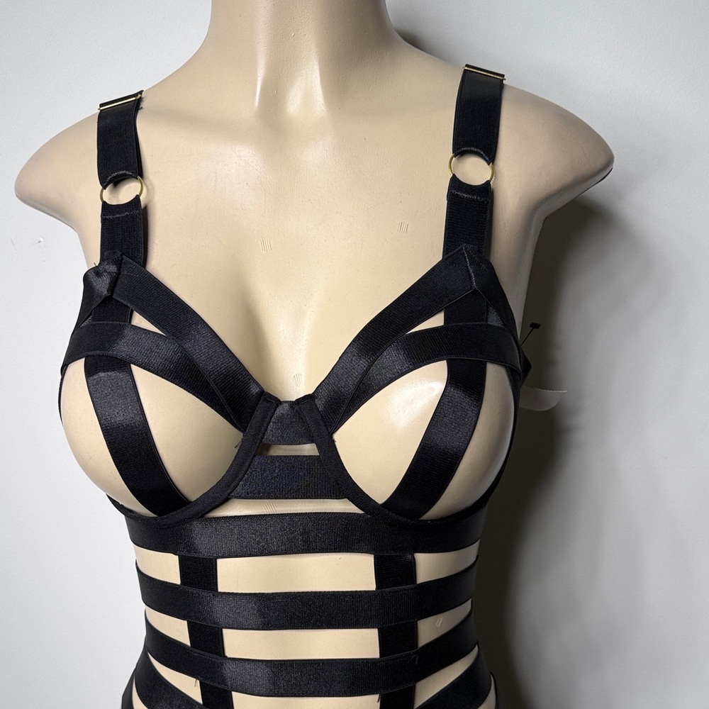 AKIRA Black Strappy Cage Bodycon Dress - Picture 2 of 9